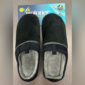 Isotoner Black Slippers - New - 9-1/2 to 10-1/2 - Men’s GEL Cushioned